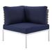 Harmony Sunbrella® Basket Weave Outdoor Patio Aluminum Corner Chair - East End Imports EEI-4538-TAN-NAV
