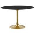 "Lippa 48"" Round Artificial Marble Dining Table - East End Imports EEI-5239-GLD-BLK"