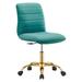 Ripple Armless Performance Velvet Office Chair - East End Imports EEI-4972-GLD-TEA