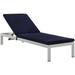 Shore Outdoor Patio Aluminum Chaise with Cushions - East End Imports EEI-5547-SLV-NAV
