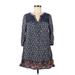 Altar'd State Casual Dress - Shift V Neck 3/4 sleeves: Blue Dresses - Women's Size Medium