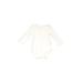 Carter's Long Sleeve Onesie: White Print Bottoms - Size 6 Month