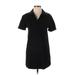 Zara Casual Dress - Shirtdress Collared Short sleeves: Black Solid Dresses - Women's Size Small