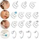 ZS 3pcs/lot 20G Double Spiral Hoop Nose Ring Stainless Steel Twist Earring for Women Crystal Ear