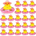 24 Set Cowboy Rubber Duck Mini Car Yellow Duckies Bath Toys Party Favor with Mini Hat Swim Circle