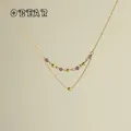 Handmade Beaded Natural Amethyst Two-layer Simple Necklace Clavicle Chain for Women Girl Stainless