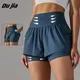 Frauen High Taille Stretch Athletic Workout Aktive Fitness Volleyball Shorts 2 in 1 Running Double