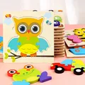 Baby Toys Wooden 3D Jigsaw Puzzle Cartoon Animal Traffic Tangram Jigsaw Puzzles Early Learning