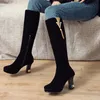 Herbst Winter Kniehohe Stiefel Frauen Schwarz Rot frauen Hohe Stiefel Luxus Casual High Heel Lange Stiefel Mode Party hochzeit Schuhe