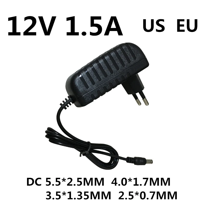 Netzteil DC 12V 1,5A AC 100-240V Konverter 12V 1500mA Ladegerät Netzteil Europa und Amerika Stecker schwarz DC 5,5 * 2,5MM Image