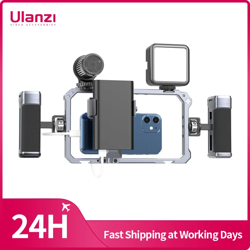 Ulanzi Universal Smartphone Video Rig Telefon Käfig mit Dual Hand Grip Telefon Vlog für iPhone Android Smartphone Fotografie