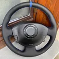 Per Renault Megane 2 2003 2004 - 2008 Kangoo 2008 Scenic 2 2003-2009 Coprivolante per auto Trim in pelle nera con striscia blu