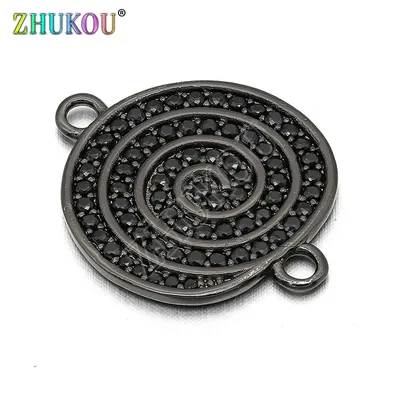 18*23mm Messing Zirkonia Runde Charms Verbinder DIY Schmuckzubehör Zubehör, Loch: 2mm, Modell: VS242