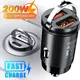 200W 100W Mini Car Charger Lighter Fast Charging for iPhone QC3.0 Mini PD USB Type C Car Phone