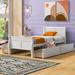 Classic Wood Platform Bed Frame with 4 Drawers, Twin Size Platform Bed Frame with Streamlined Headboard & Footboard, White