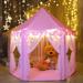 55'' x 53'' Princess Castle Play Tent with Star Lights (6pc)