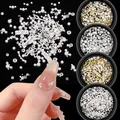 1Box White Gold Silver Crystals Pearl Metal Studs 3D Nail Rhinestone Decoration Metal Mini Beads