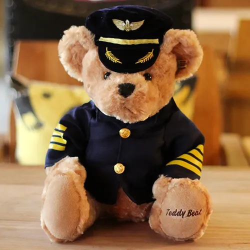22-40cm niedlichen Piloten Teddybär Plüsch tier hochwertige Kapitän Bär Plüsch puppen Kawaii Baby