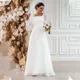 Neue Einfache Hochzeit Kleid 2022 A Line Quadrat Kragen Langarm Bodenlangen Strand Brautkleider