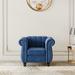 36" Single Sofa Chair, Frosted Velvet 1 Seater Sofa with Nailheads Armrest, Deep Seat Armrest Chair for Livingroom, Blue