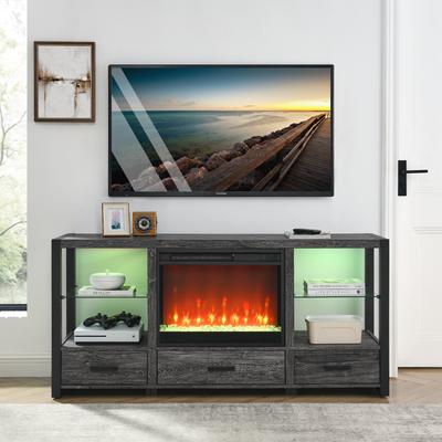 Fireplace Media TV Console w/ Colorful LED Lights Display Units