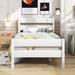 White Twin Size Platform Bed with Headboard and Footboard, Wood Bed Frame for Girls Boy Beds Frame, No Box Spring Needed