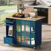 Kitchen Island with Drop Leaf, LED Light Kitchen Cart on Wheels with 2 Glass Doors and 1 Flip Cabinet Door, Kitchen Island Cart