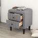 Velvet Upholstered Nightstand with 2 Storage Drawers and Round Knobs, Bedside Table with Wood Frame for Bedroom