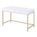 Dixon White High Gloss and Gold 2-Drawer Writing Desk