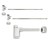 Westbrass D1938QRL-05 Freestanding Pedestal Lavatory Sink Installation Kit with Flat Trap and 1/4-Turn Lever Handles Polished Nickel