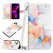 Elepower Wallet Case for iPhone 15 Pro Max 6.7 2023 Detachable Crossbody Strap Card Holders Kickstand Magentic Clasp PU Leather Fashion Marble Pattern Shockproof Luxury Cover Galaxy Marble White
