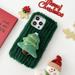 Nalacover Christmas Case for iPhone 14 Cute Cartoon Merry Christmas Tree Soft Plush Fluffy Warm Phone Case for iPhone 14 Shockproof Non-Slip Lens Protection Cover - Green