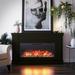 Elmcroft Wide Mantel with Linear Electric Fireplace Charred Oak