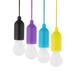 4 Pcs Portable LED Pull Cord light Bulb Outdoor/Indoor Hanging Bulb Lantern for Camping Garden Patio and Tent Lighting-White Light(Blue Yellow Fuchsia and Black)