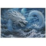 GZHJMY 1000 Pieces Beautiful White Dragon Puzzles for Adults and Kids Wooden Jigsaw Puzzles Puzzle for Adults Fun Challenging Brain Exercise Family Game Creative Gift for Friends Grandparents
