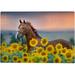 1000 PCS Jigsaw Puzzles 29.5 x 19.7 Artwork Gift for Adults Teens Horse On The Sunflower Field Wooden Puzzle Games