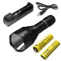 Combo: NITECORE New P30 Next Generation 21700 HUNTING Flashlight - 1000 Lumens - 1x 21700 USB-C Rechargeable Battery Included w/Extra 2140 Battery UI1 USB Charger +Free Eco-Sensa USB Cord