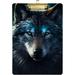 Hyjoy Black Wolf Face Clipboard - Durable Clipboards with Low Profile Metal Clip for Nurses School Office A4 Size 9 x 12.5 Acrylic Clip Boards