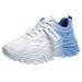 ZHAGHMIN Fashion Womens Lace-Up Work Sneakers Color Block Leather Water Proof Platform Walking Tennis Shoes Casual Comfortable Running Sports Shoe Blue Size7.5