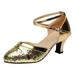 FRSASU Shoes Clearance Women s Ballroom Tango Latin Dancing Shoes Sequins Shoes Social Dance Shoe Gold 4.5(35)