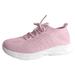 ZHAGHMIN Casual Lace-Up Tennis Shoes for Women Soft Sole Comfortable Slip On Walking Shoes Breathable Wide Width Yoga Running Sneakers Pink Size7.5