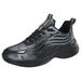 ZHAGHMIN Womens Lace-Up Work Sneakers Leather Platform Casual Walking Running Tennis Shoes Non-Slip Plus Size Breathable Sport Shoes Black Size7.5