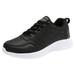 ZHAGHMIN Casual Women Sneakers Solid Color Comfortable Lace-Up Flat Bottom Running Sports Shoes Lightweight Work Walking Tennis Shoe Black Size8.5