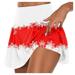 PURJKPU Christmas Workout Shorts for Women In Clothing High Waisted Pleated Tennis Skirts Golf Running Workout Athletic Skorts with Shorts Watermelon Red L