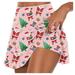 PURJKPU Christmas High Waisted Tennis Skirt for Women High Waisted Lightweight Athletic Golf Skorts Skirts with Shorts Pink 2XL