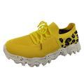 JHLZHS Womens Tennis Shoes Wide Width For Walking Running Fashion Mesh Cloth Leopard Print Sneakers Breathable Non Slip Lace Up Casual Shoes Shoes Yellow