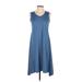 Anne Klein Casual Dress - A-Line Scoop Neck Sleeveless: Blue Print Dresses - New - Women's Size X-Small