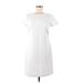 Banana Republic Casual Dress - Shift Crew Neck Short sleeves: White Print Dresses - Women's Size 8