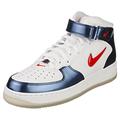 NIKE Herren Air Force 1 Mid Qs Schuhe Modische Turnschuhe, Weiß/Universitätsrot/Mitternacht, 45 EU