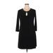 Calvin Klein Casual Dress - Mini Keyhole 3/4 sleeves: Black Print Dresses - Women's Size 14